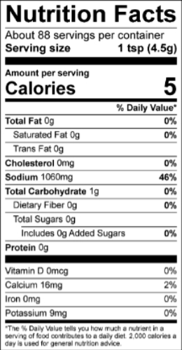 Special Shit Seasoning - Nutritional Info