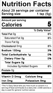 Special Shit Seasoning - Nutritional Info
