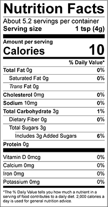 Special Shit Seasoning - Nutritional Info