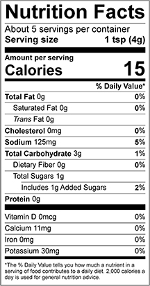Special Shit Seasoning - Nutritional Info
