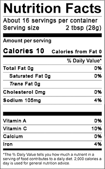 Special Shit Seasoning - Nutritional Info