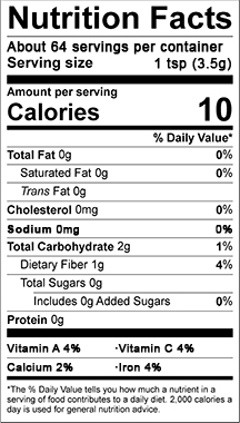Special Shit Seasoning - Nutritional Info